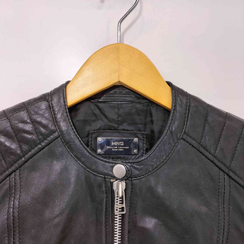 マンゴー MNG 本革 脇下ガゼット シングル ライダースジャケット レディース import:XS