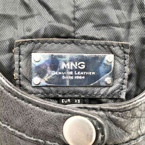 マンゴー MNG 本革 脇下ガゼット シングル ライダースジャケット レディース import:XS
