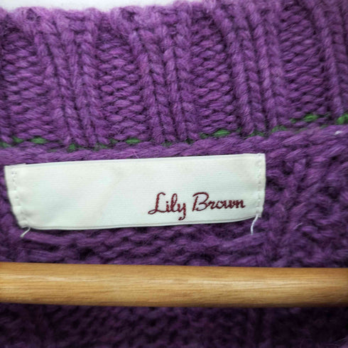 リリーブラウン Lily Brown パッチワークニットプルオーバー セーター レディース F