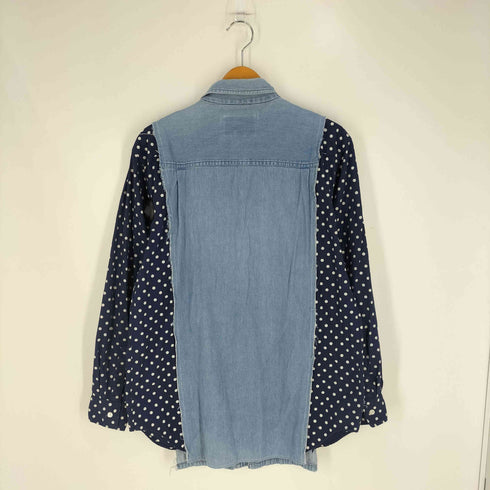グッドデザインショップコムデギャルソン GOOD DESIGN SHOP COMME des GARCONS 14SS 総柄 ドット デニム ドッキング ロゴボタン シャツ メンズ JPN:M