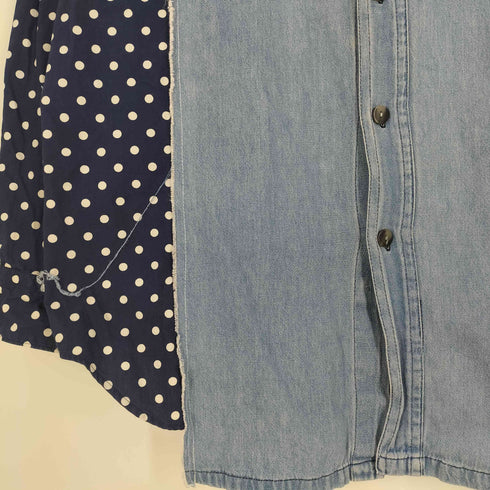 グッドデザインショップコムデギャルソン GOOD DESIGN SHOP COMME des GARCONS 14SS 総柄 ドット デニム ドッキング ロゴボタン シャツ メンズ JPN:M