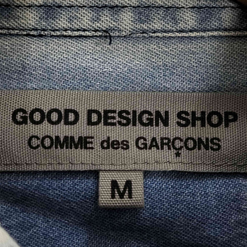 グッドデザインショップコムデギャルソン GOOD DESIGN SHOP COMME des GARCONS 14SS 総柄 ドット デニム ドッキング ロゴボタン シャツ メンズ JPN:M