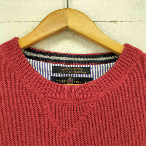 トミーヒルフィガー TOMMY HILFIGER ワンポイント刺繍クルーネックコットンニット メンズ L