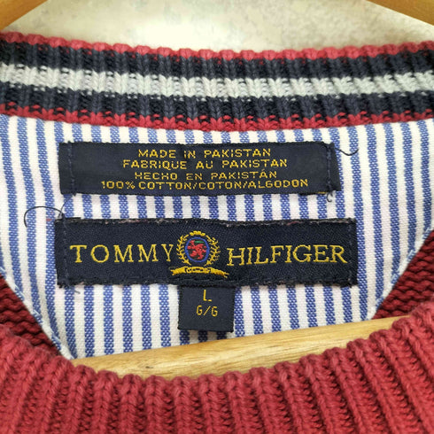 トミーヒルフィガー TOMMY HILFIGER ワンポイント刺繍クルーネックコットンニット メンズ L