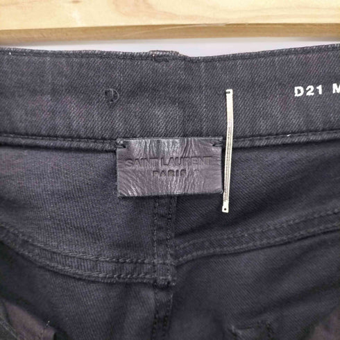 サンローランパリ SAINT LAURENT PARIS 19aw 3D whisker black denim pants ミッドライズ コーティング スキニーパンツ メンズ 26