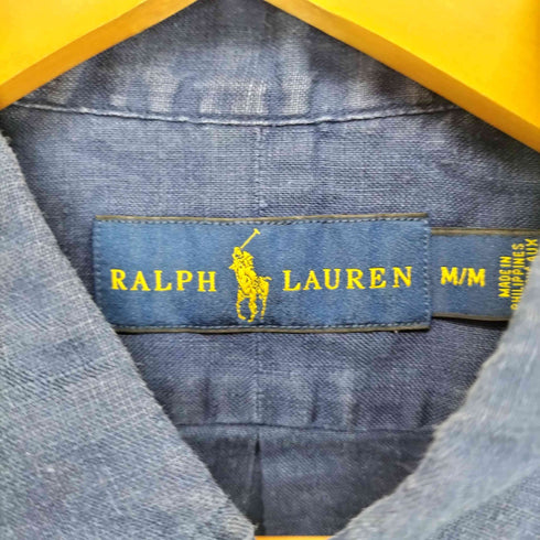 ラルフローレン RALPH LAUREN ポニー刺繍 リネン ボタンダウン半袖シャツ メンズ import:M