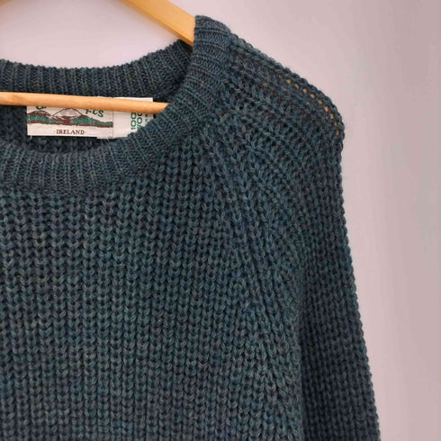アランクラフト aran crafts 90s アイルランド製 リブ編み フィッシャーマンセーター ニット メンズ import:L
