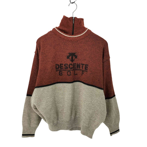 デサントゴルフ descente GOLF ロゴプリント ハーフジップ ライナー付 ニット セーター ゴルフウェア メンズ JPN:M