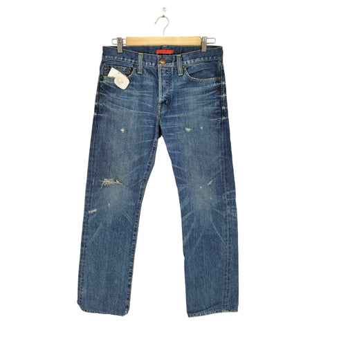 レッドカード REDCARD クラッシュ加工ボタンフライデニムパンツ メンズ 30