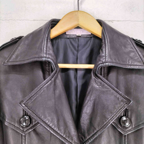 acide lamb leather ラムレザーチェスターコート レディース 38