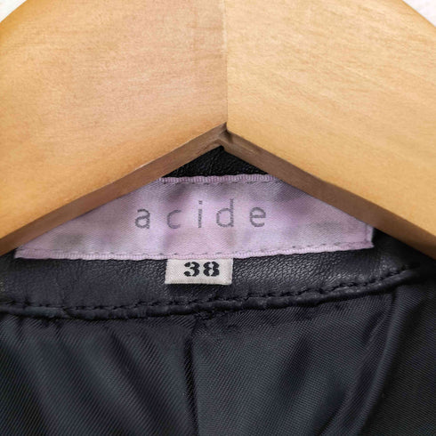 acide lamb leather ラムレザーチェスターコート レディース 38