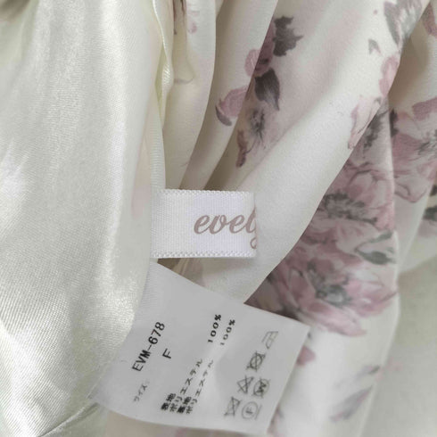 エブリン evelyn ボタニカル柄 ショルダーリボン ワンピース レディース FREE