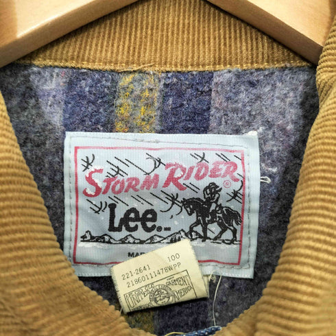 リー Lee 70-80s USA製 STORM RIDER ストームライダー 縦縞 ブランケット デニムジャケット ユニオンチケット メンズ 40R