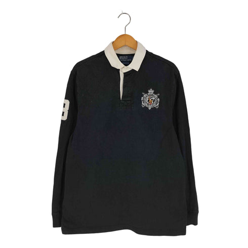 ポロバイラルフローレン Polo by RALPH LAUREN ナンバリング 刺繍 ラガーシャツ ブラック メンズ import:L