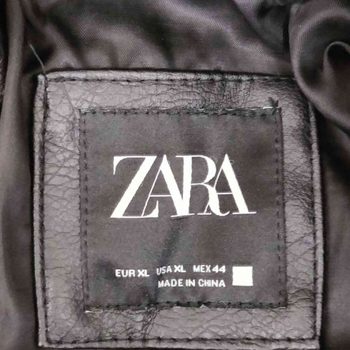 ザラ ZARA エコレザーダブルライダースジャケット メンズ import:XL