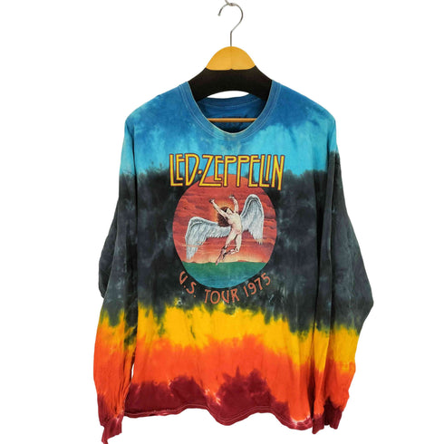 バンドプリント L/S タイダイTシャツ メンズ 2XL