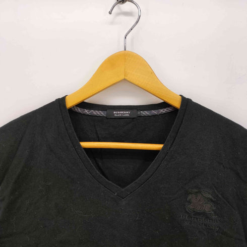 バーバリーブラックレーベル BURBERRY BLACK LABEL ロゴ 刺繍 Vネック S/S Tシャツ メンズ JPN:3