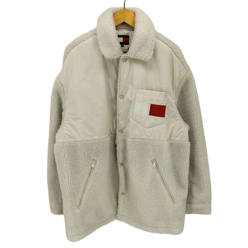トミージーンズ tommy jeans 両面 ロゴ ナイロン ボア 切り替え コート メンズ import:M