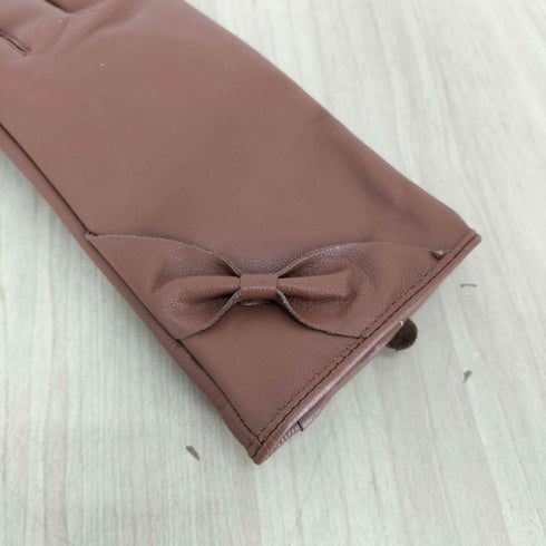 FIRST PURE lamb leather リボンデザイン レザーグローブ レディース FREE