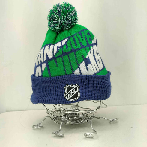 NHL チームロゴ刺繍 総柄 ボンボン ニット帽 メンズ