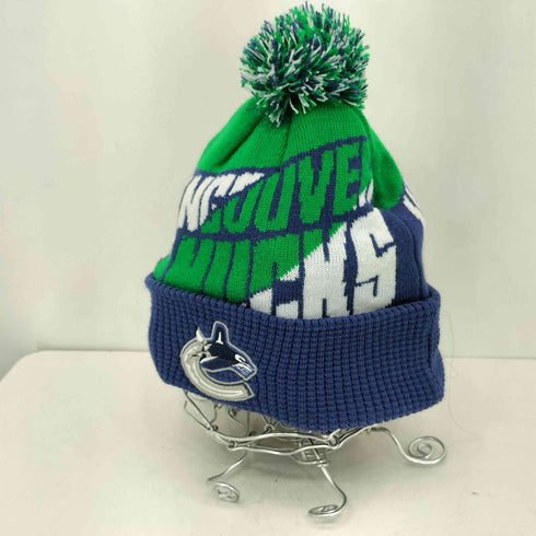 NHL チームロゴ刺繍 総柄 ボンボン ニット帽 メンズ