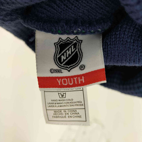 NHL チームロゴ刺繍 総柄 ボンボン ニット帽 メンズ
