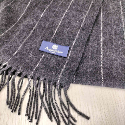 アクアスキュータム AQUASCUTUM ストライプ柄フリンジマフラー メンズ