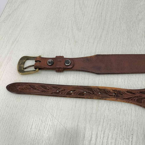 HAND TOOLS & HAND DYE 型押しレザーベルト メンズ