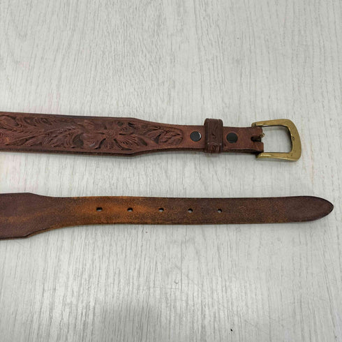 HAND TOOLS & HAND DYE 型押しレザーベルト メンズ