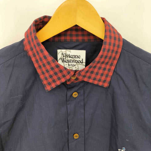 ヴィヴィアンウエストウッドマン Vivienne Westwood MAN 襟チェック柄 コットン 長袖シャツ メンズ JPN:50