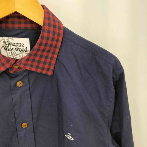 ヴィヴィアンウエストウッドマン Vivienne Westwood MAN 襟チェック柄 コットン 長袖シャツ メンズ JPN:50
