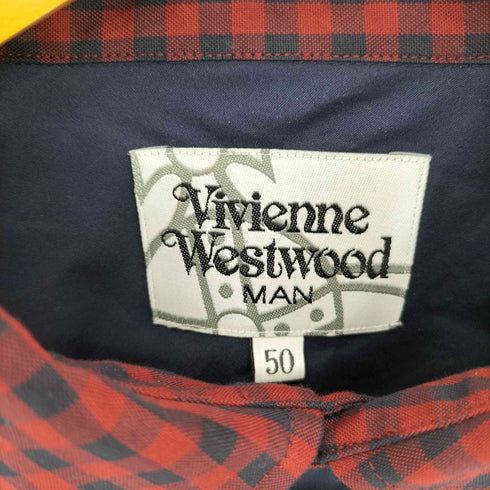 ヴィヴィアンウエストウッドマン Vivienne Westwood MAN 襟チェック柄 コットン 長袖シャツ メンズ JPN:50