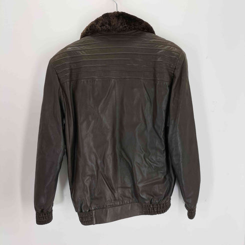 フランス製 裏地カシミヤ レザーファージャケット メンズ 48