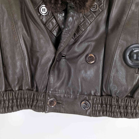フランス製 裏地カシミヤ レザーファージャケット メンズ 48