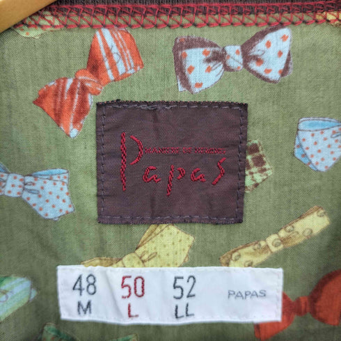 パパス papas 裏地リボンプリント 袖ロゴ刺繍 ワッペン ハリントンジャケット メンズ JPN:L
