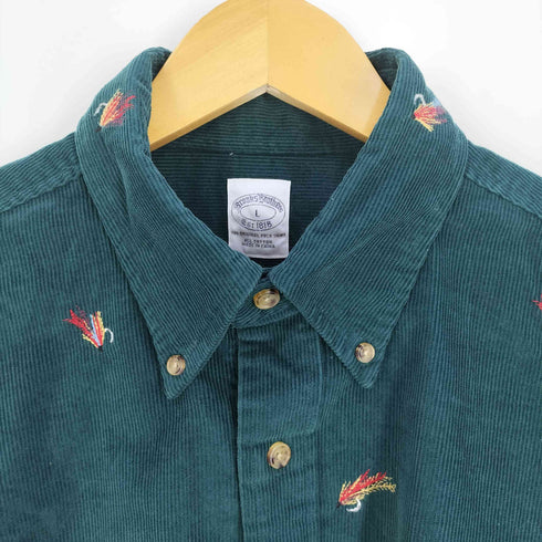 ブルックスブラザーズ BROOKS BROTHERS Est.1818 孔雀 羽 刺繍 細畝 コーデュロイ ボタンダウンシャツ メンズ import:L