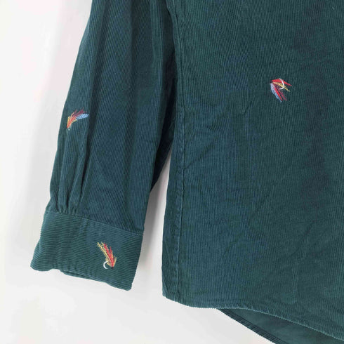 ブルックスブラザーズ BROOKS BROTHERS Est.1818 孔雀 羽 刺繍 細畝 コーデュロイ ボタンダウンシャツ メンズ import:L