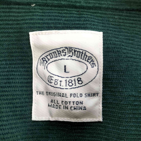 ブルックスブラザーズ BROOKS BROTHERS Est.1818 孔雀 羽 刺繍 細畝 コーデュロイ ボタンダウンシャツ メンズ import:L