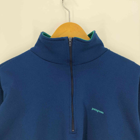 パタゴニア patagonia 80-90S USA製 ロゴ刺繍 裏起毛 紙タグ プルオーバー ハーフジップ フリースジャケット メンズ import:M