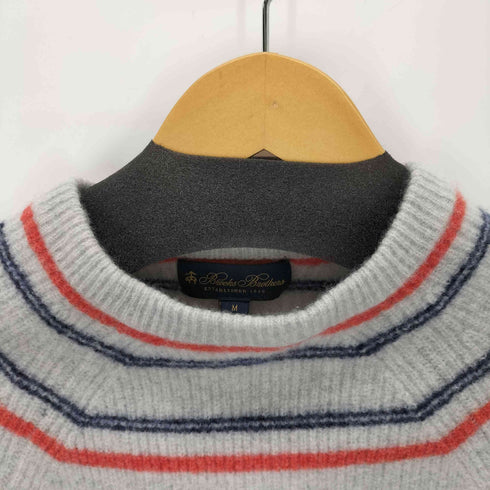 ブルックスブラザーズ BROOKS BROTHERS ラムズウール ジオメトリックストライプ ラグランスリーブ クルーネックセーター レディース import:M