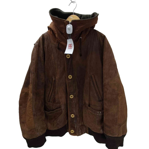 ボンネビル boneville 80S Vintage Hooded Lamb Leather Bomber Jacket MASSIMO OSTI オスティ期 裏地キルティング ヴィンテージ フーデット ラムレザー ボンバー ジャケット CP COMPANY メンズ 52