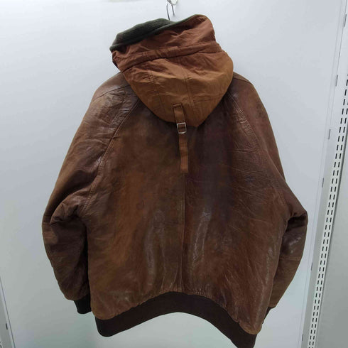 ボンネビル boneville 80S Vintage Hooded Lamb Leather Bomber Jacket MASSIMO OSTI オスティ期 裏地キルティング ヴィンテージ フーデット ラムレザー ボンバー ジャケット CP COMPANY メンズ 52