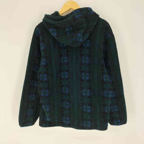 エルエルビーン L.L.Bean 80S USA製 総柄 ドローコード フーディー ハーフボタン プルオーバー フリースジャケット メンズ import:M