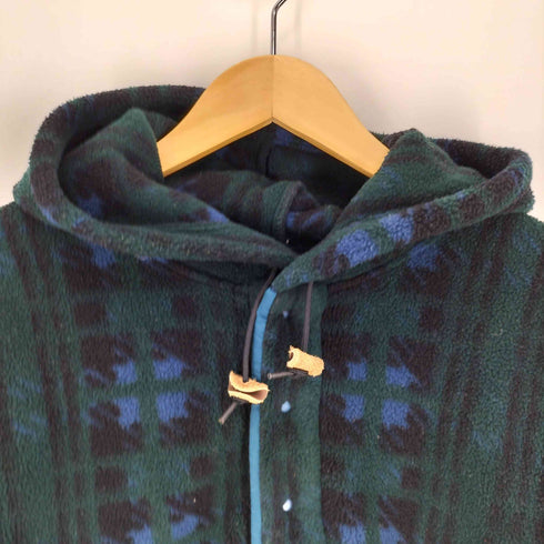 エルエルビーン L.L.Bean 80S USA製 総柄 ドローコード フーディー ハーフボタン プルオーバー フリースジャケット メンズ import:M