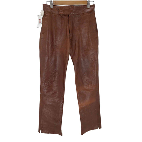 マサキマツシマ MASAKI MATSUSHIMA 90-00S ゴート レザー 山羊革 カットオフ ストレート パンツ メンズ JPN:2