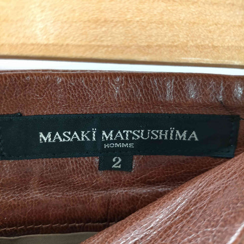 マサキマツシマ MASAKI MATSUSHIMA 90-00S ゴート レザー 山羊革 カットオフ ストレート パンツ メンズ JPN:2