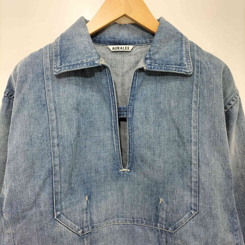 オーラリー AURALEE 25SS SELVEDGE FADED LIGHT DENIM P/O SHIRT デニムスキッパーシャツ レディース JPN:0