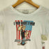 JUNR YOOD USA製 米国国旗 I YAM WHAT I YAM ラインストーン ダメージ加工 S/S クルーネック Tシャツ レディース import:S