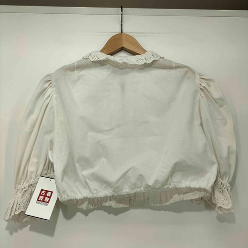 vintage メタルフックデザイン レース付き クロップドショートスリーブブラウス レディース EUR:44