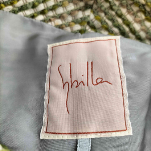 シビラ Sybilla ノーカラー ツイード ジャケット + ひざ丈 スカート セットアップ レディース 上下共にM
